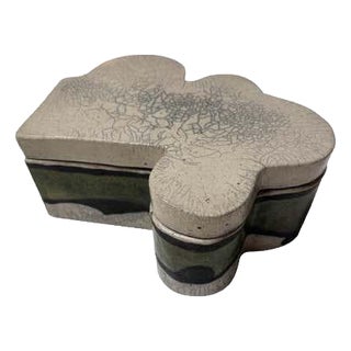 Trudi Battershall Modern Ceramic Decorative Box with Crackle-Glaze For Sale