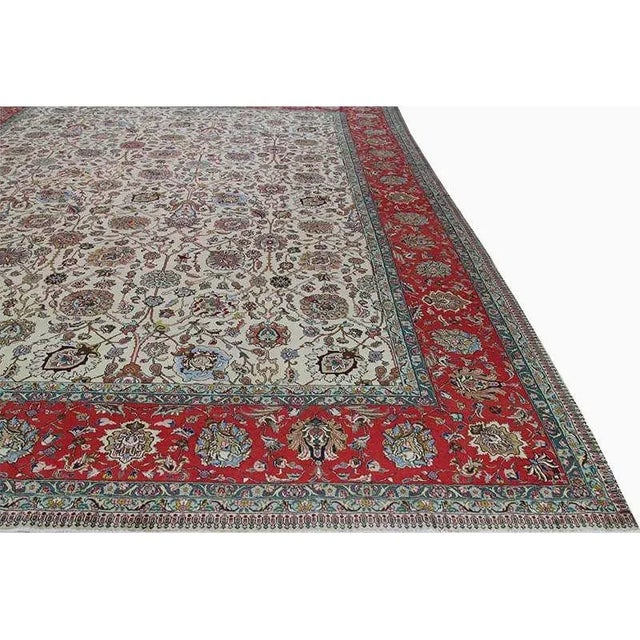1960s Old Persian Tabriz Area Rug 12’0″ X 17’9″ For Sale - Image 9 of 12