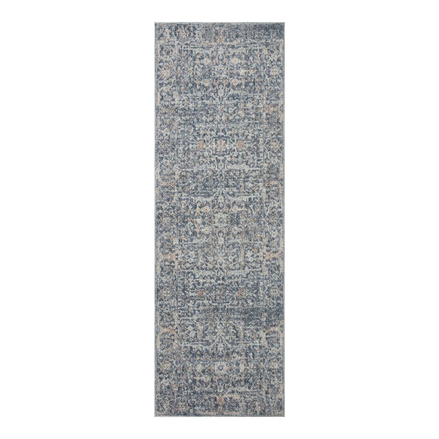 Angela Rose x Loloi Blake Rug Denim / Taupe 2'-7" x 10'-0" Runner Rug For Sale