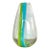 Vintage Clear Glass Vase With Blue and Green Stripes For Sale