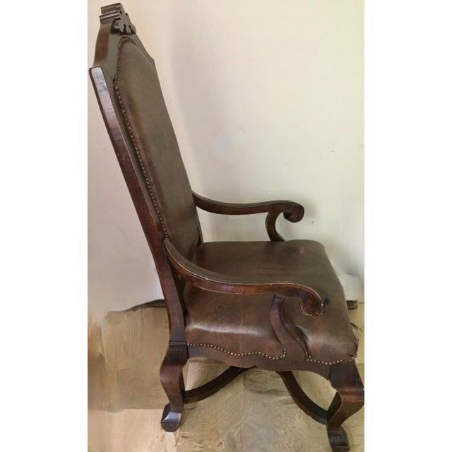 Rustic European Henredon Prototype High Back Chair For Sale - Image 3 of 9