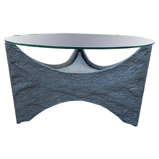 Mid-Century Aluminum Brutalist Coffee Table with Lamp For Sale