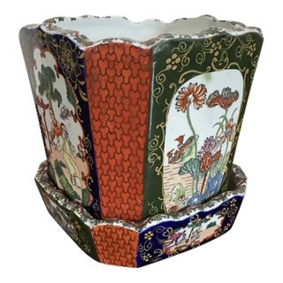 19th Century Mason's Ironstone Octagonal Planter Cachepot For Sale