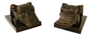 Global Views Modern Bronze Bull Sculptures - a Pair