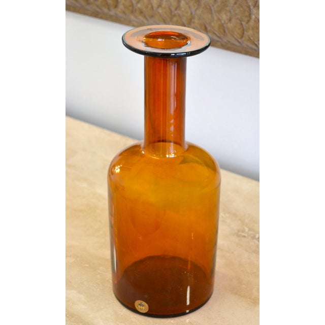 Holmegaard 1960s Otto Brauer Kastrup Danish Modern Hand Blown Burnt Orange Gulv Vase Art Glass by Holmegaard For Sale - Image 4 of 12