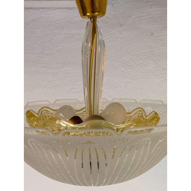 Glass Large Swedish Textured Glass Ceiling Lamp by Carl Fagerlund for Orrefors, 1950s For Sale - Image 7 of 11