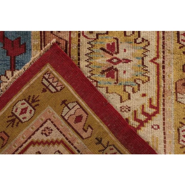 Textile Antique Oushak Rug in Crimson and Blue With Grand Medallion - Rug & Kilim For Sale - Image 7 of 7