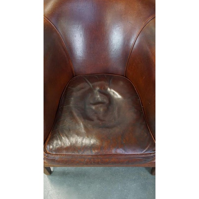 Sheep Leather Club Chair with Decorative Nails For Sale - Image 6 of 13