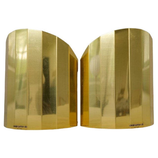 Mid-Century Modern Brass Sconces from Atelje Lyktan, Sweden, 1970s, Set of 2 For Sale