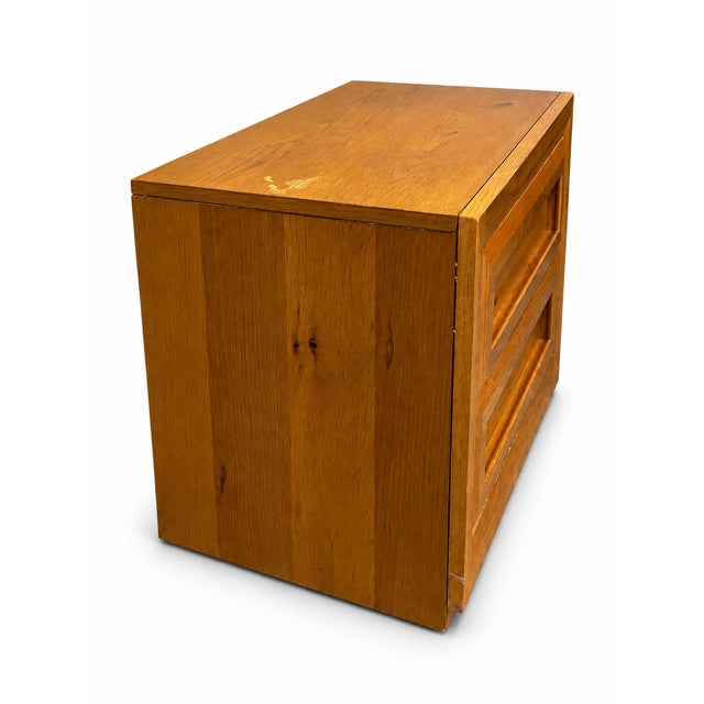 Thomasville 1980s Thomasville Oak Two-Drawer Nightstand or End Table For Sale - Image 4 of 9