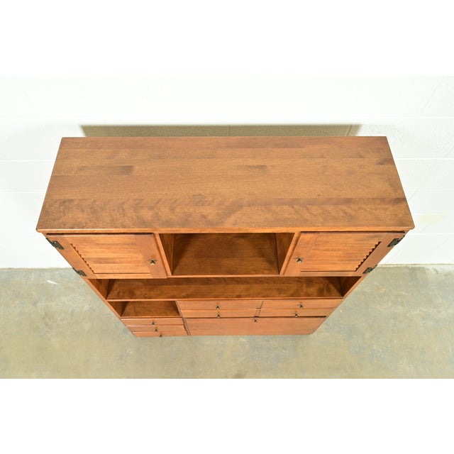Ethan Allen American Colonial Solid Maple Secretary Desk Hutch Top or Wall Unit, Circa 1970s For Sale - Image 13 of 16