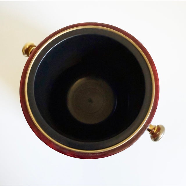 Aldo Tura Oxblood Lacquered Goat Skin Ice Bucket, Italy, 1960s For Sale - Image 12 of 16