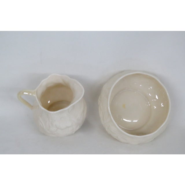 Traditional Belleek Ireland Porcelain Lotus Pattern Creamer and Sugar Bowl Set 4638b For Sale - Image 3 of 14