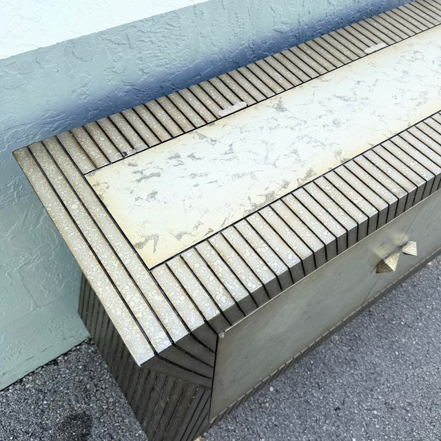 Vintage Memphis Style Sculpted Credenza With Mirror - 2 Pieces For Sale - Image 11 of 12