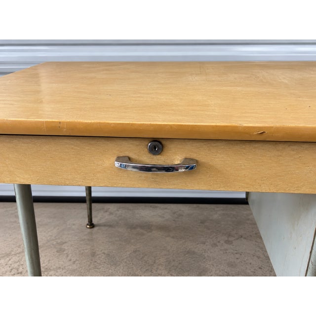 Raymond Loewy 1950s Attributed to Raymond Loewy for Brunswick Industrial Metal Writing Desk For Sale - Image 4 of 7
