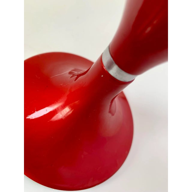 Bjorn Engo Mid-Century Modern by Norway’s Bjørn Engø for Emalox, Red Enamel on Aluminum Candlesticks- a Pair For Sale - Image 4 of 12