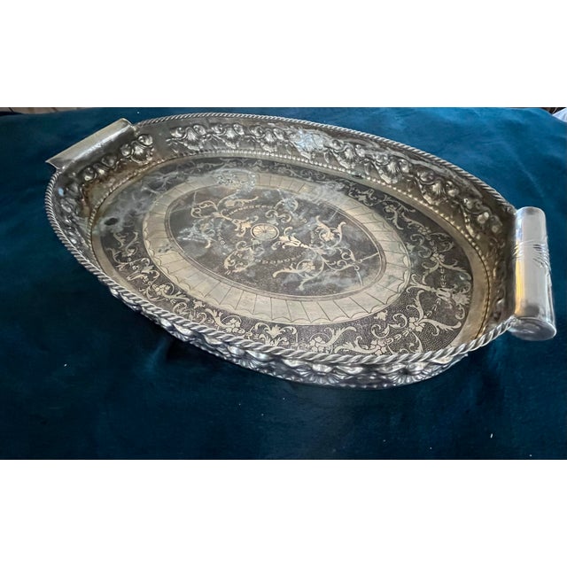 Silver Plate Large 28”x14” Mid-20th Century Victorian Style Serving Platter Buttler Tray. Entertain in Grand Style. Jo For Sale In New York - Image 6 of 6