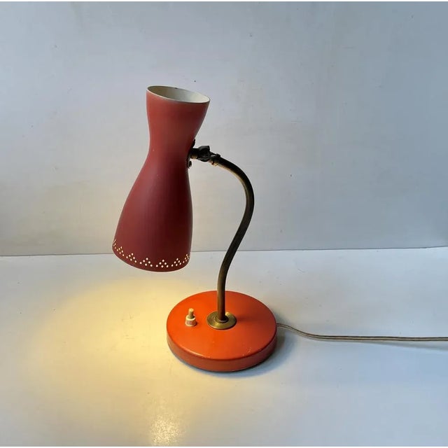ASEA Pastel Red Diablo Table Lamp attributed to Svend Aage Holm Sørensen for Asea, 1950s For Sale - Image 4 of 9