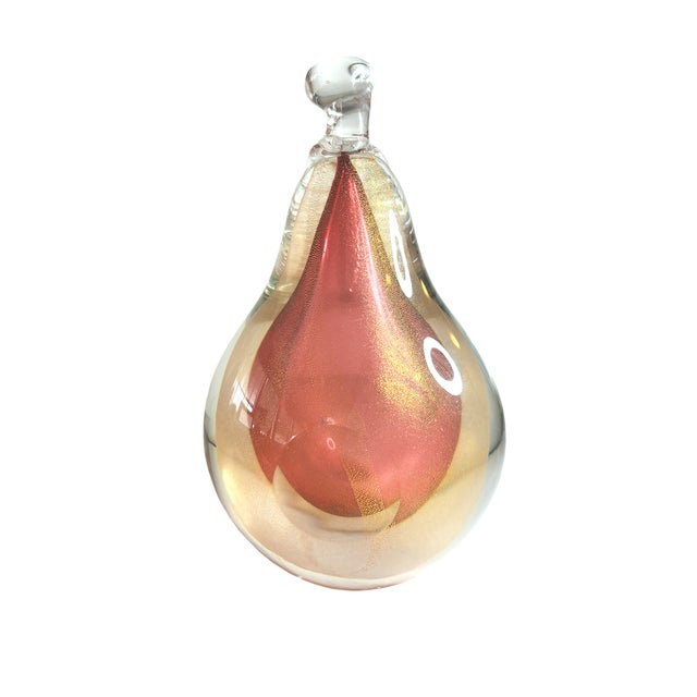 Mid-Century Modern Mid-Century Modern Alfredo Barbini Murano Sommerso Glass Pear For Sale - Image 3 of 6