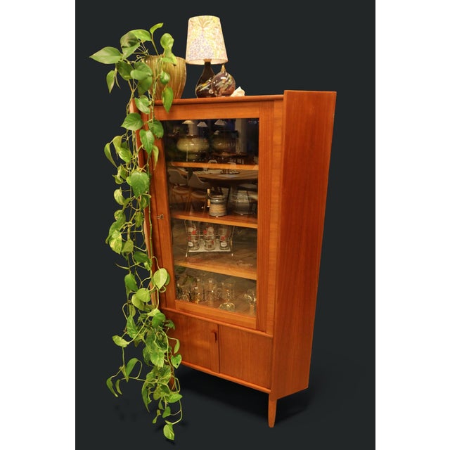 1970s Vintage Danish Corner Cabinet in Teak with Glass Door by Gunni Omann, 1960s For Sale - Image 5 of 9