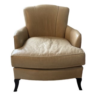 Baker Scalloped Blonde Leather Chair For Sale