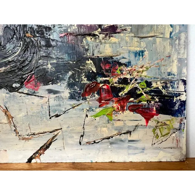 Helen Botway Bougainvillea in a Dark Urn Oil on Board Painting, Signed 1960's 1960's For Sale - Image 4 of 11