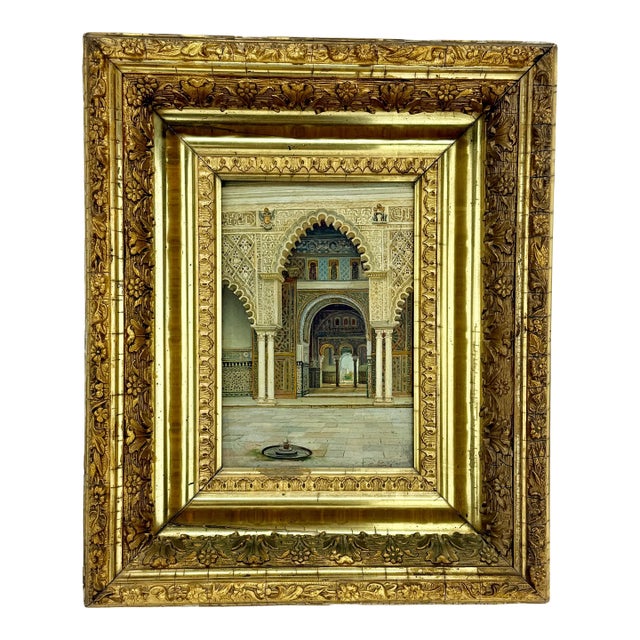 19th C, Orientalist Architectural Interior of Alcazar of Seville by Tomas Aceves For Sale