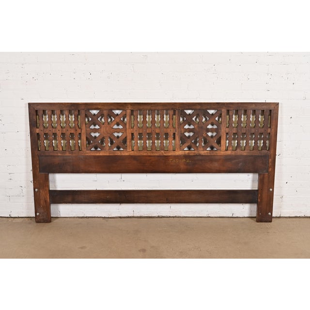 Wood Henredon Spanish Colonial Carved Walnut King Size Headboard, Circa 1960s For Sale - Image 7 of 9