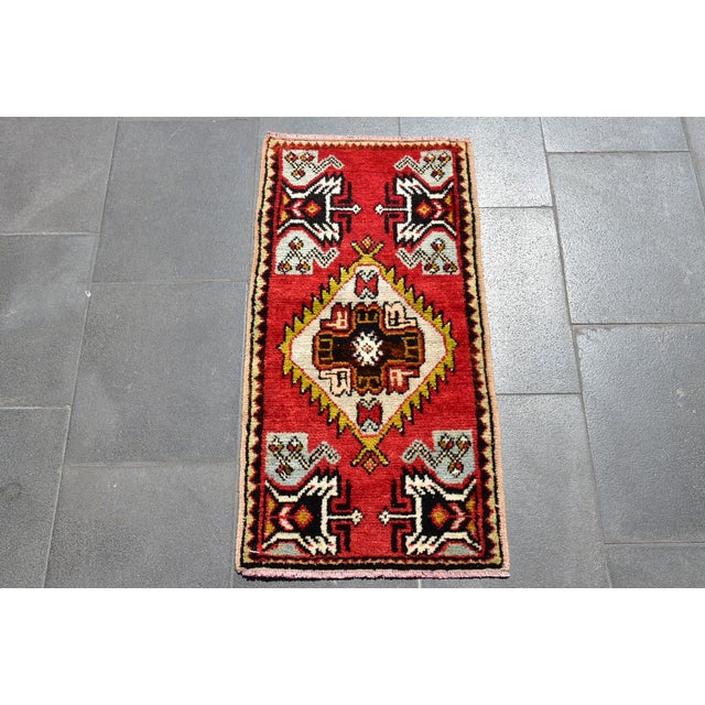 1950s Vintage Turkish Handmade Oushak Doormat Rug For Sale - Image 12 of 12