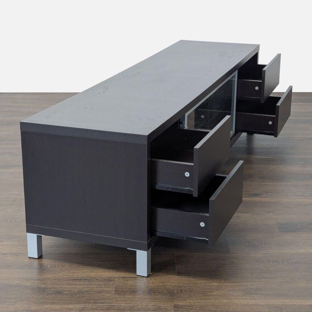 2000 - 2009 Media Console With Glass Sliding Door For Sale - Image 5 of 10