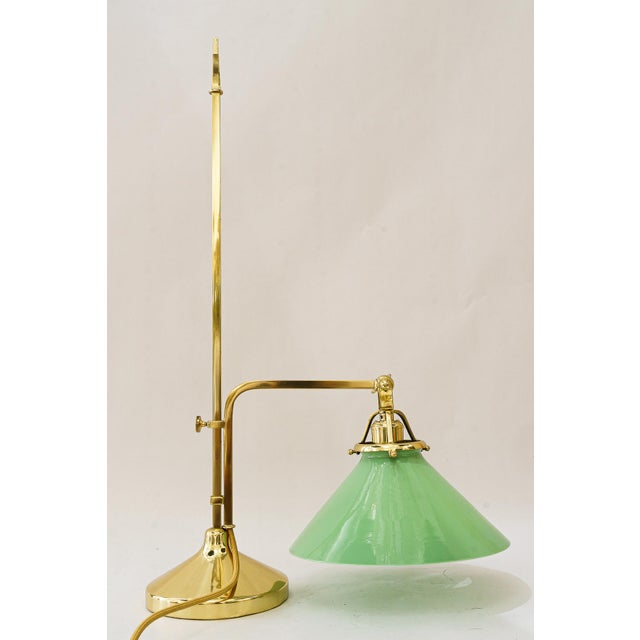 Metal Hight Adjustable Art Deco Table Lamp with Glass Shade, 1920s For Sale - Image 7 of 18