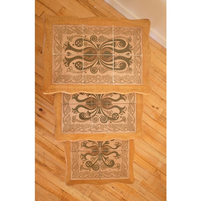 1960s 1960s Oak and Ceramic Side Table Attributed to Henning Kjærnulf For Sale - Image 5 of 11