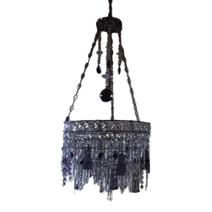 1940s French Regency Cut Crystal/ Amethyst Tiered Chandelier