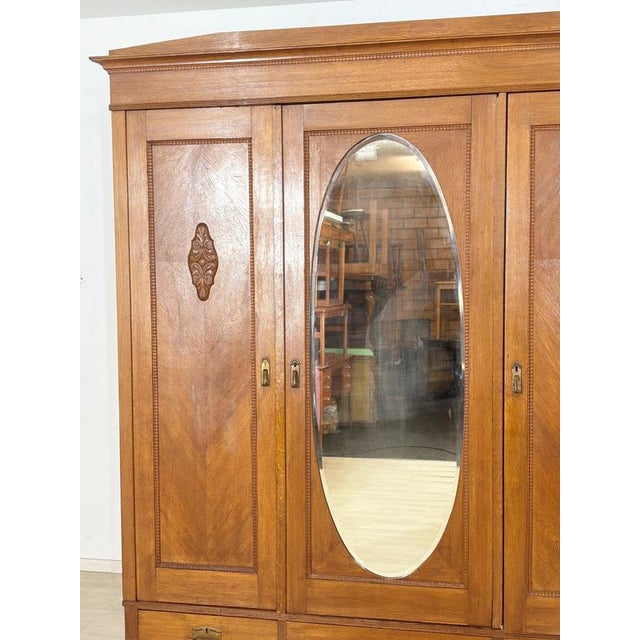 Art Nouveau German Wardrobe in Oak, 1920 For Sale - Image 6 of 13