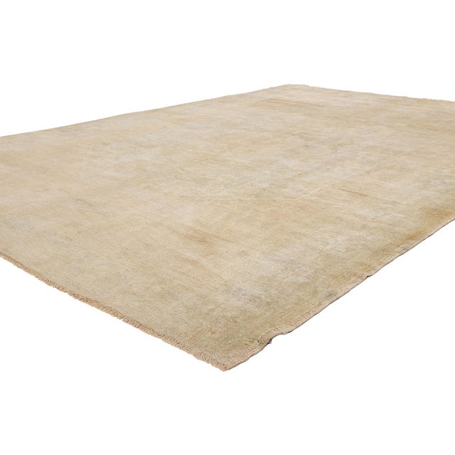 54165 Vintage Turkish Oushak Rug, 06'03 x 09'03. The Whispered Horizon: A Vintage Turkish Oushak Masterpiece of Ethereal...