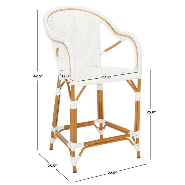 2020s California Counter Stool with Arms - White For Sale - Image 5 of 11