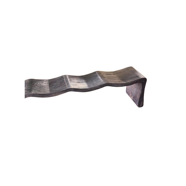 Wood Monumental Sculptural Mango Wood Bench With Burnt Espresso Finish For Sale - Image 7 of 10