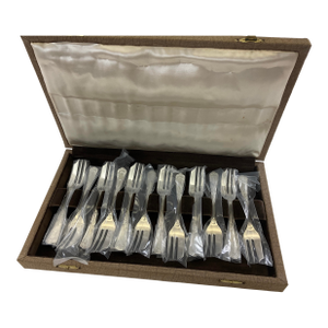 New 1980s Silver Plated 12 Pastry Forks Set , La Regence