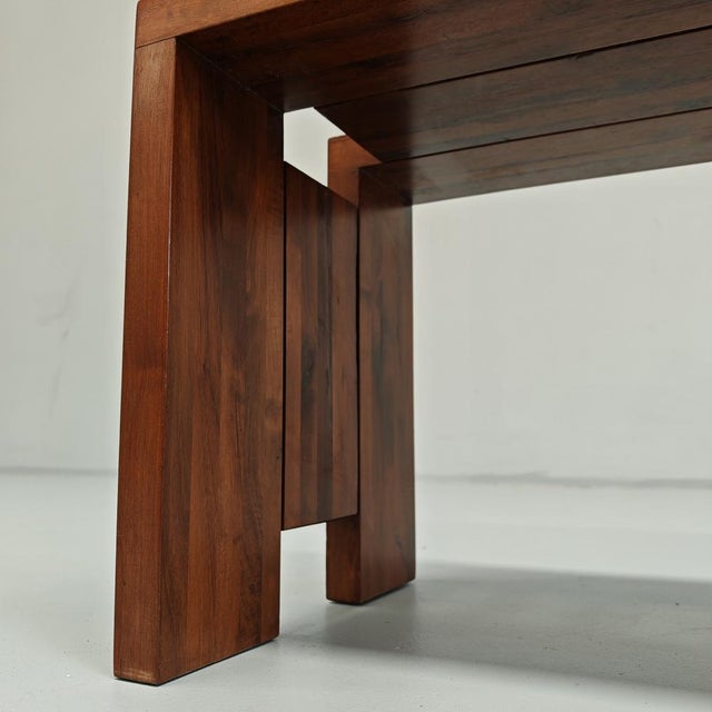 Vintage Walnut Coffee Table and Stool, 1970s For Sale - Image 10 of 18