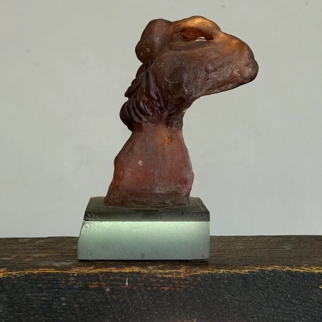 Vintage Abstract Brutalist Bearded Figure on Matte Glass Stand For Sale - Image 4 of 9
