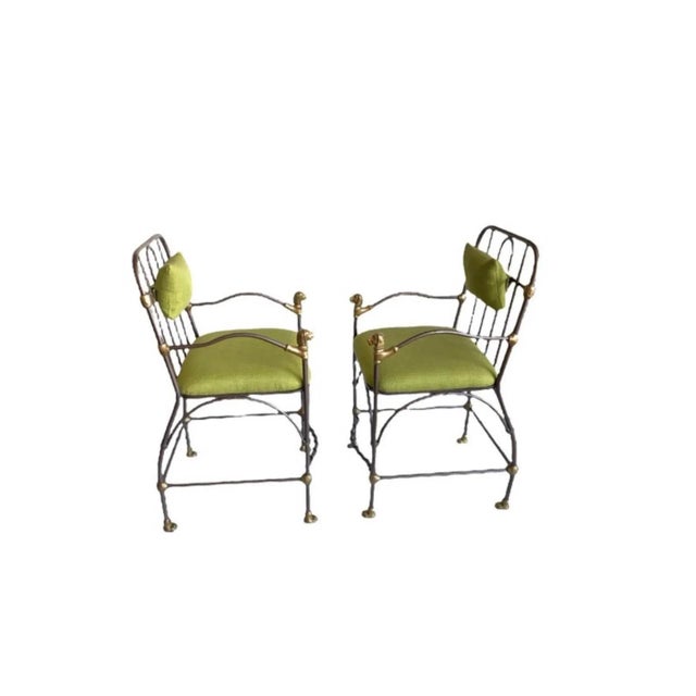 We have for your consideration a very beautiful pair of solid bronze stools attributed to Giacometti. Barstools consists...