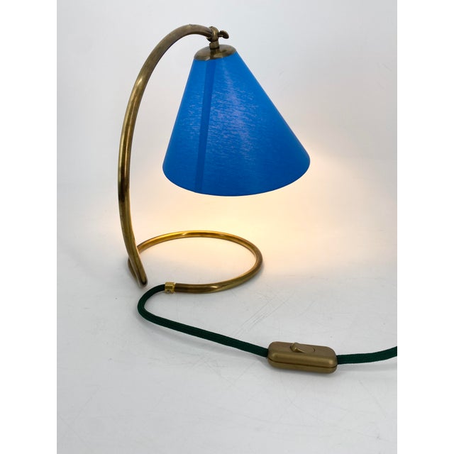 Metal Vintage Table Lamp with Organically Shaped Brass Base, 1950s For Sale - Image 7 of 18