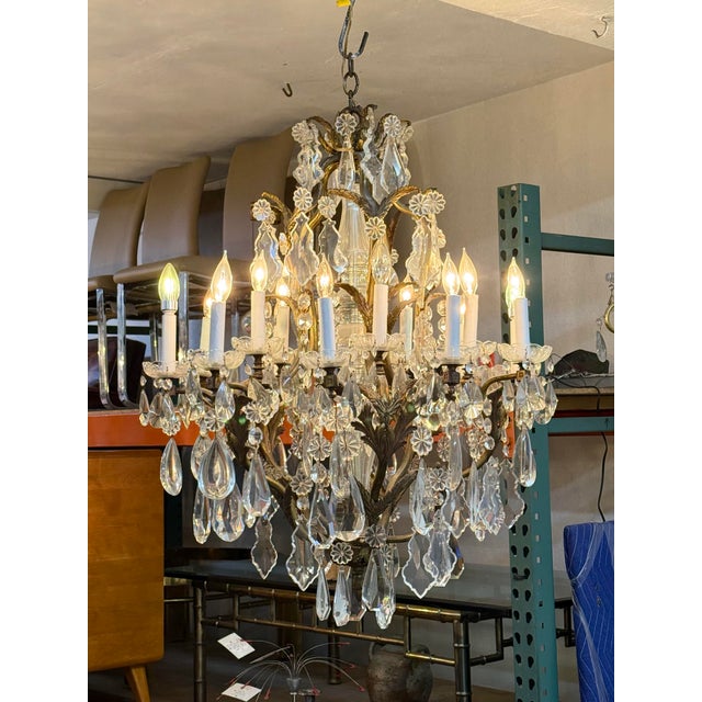 Antique Crystal Chandelier For Sale In Los Angeles - Image 6 of 9