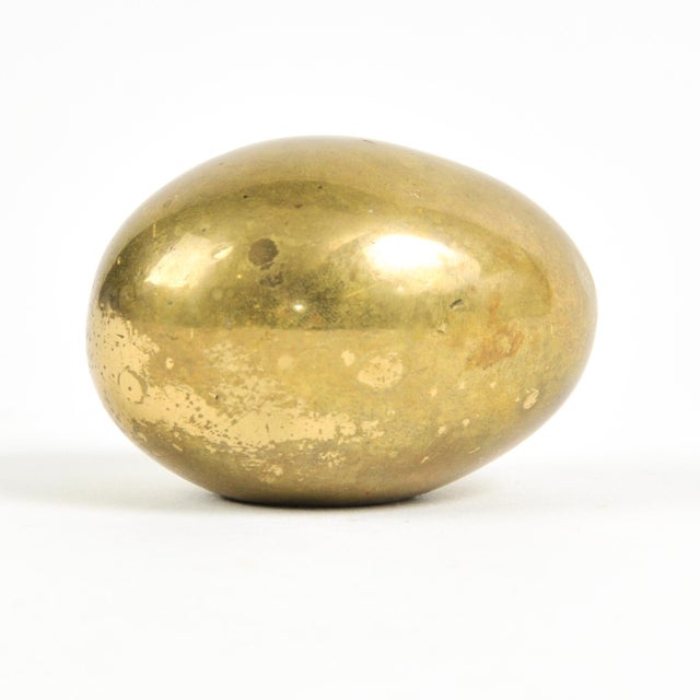 Metal Signed Carl Aubock Solid Brass Egg Paperweight Made in Austria For Sale - Image 7 of 12