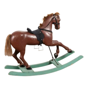 Original Painted Carved Rocking Horse From Sweden, Circa 1900's