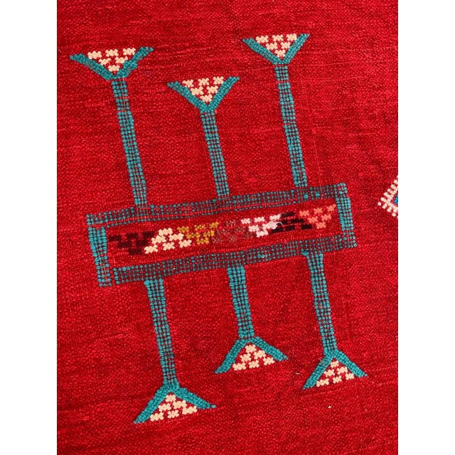 Red Vintage Silk and Cotton Moroccan Kilim Rug, 1950s For Sale - Image 8 of 18