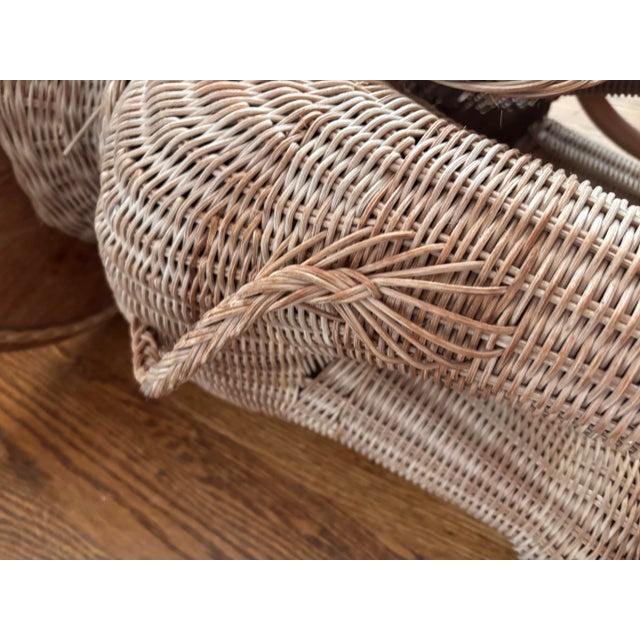 Tan Vintage 1970’s Natural Wicker Elephant Tractable With Attached Glass Top Tray, Made in Hong Kong For Sale - Image 8 of 11