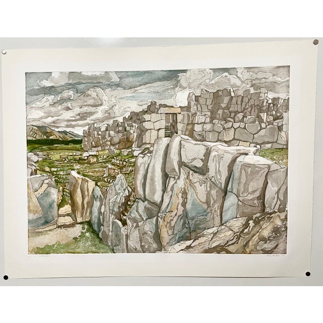 Philip Pearlstein (American, 1924-) Large Sacsahuaman Landscape Etching Aquatint, 1979 From the series Ruins and...