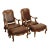 French Provincial Style Shell-Carved Leather Armchairs and Ottomans - Set of 4 For Sale