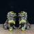 Bronze Vintage Pair of Chinese Gilt Bronze Guardian Lions (Foo Dogs) For Sale - Image 8 of 10